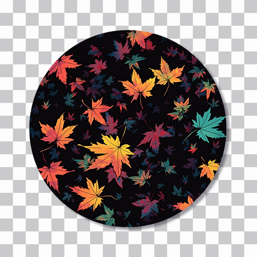 falling maple leaves round sticker cover