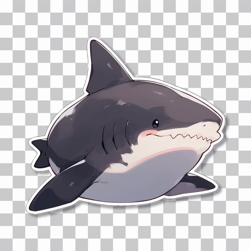 fat white shark cartoon sticker cover