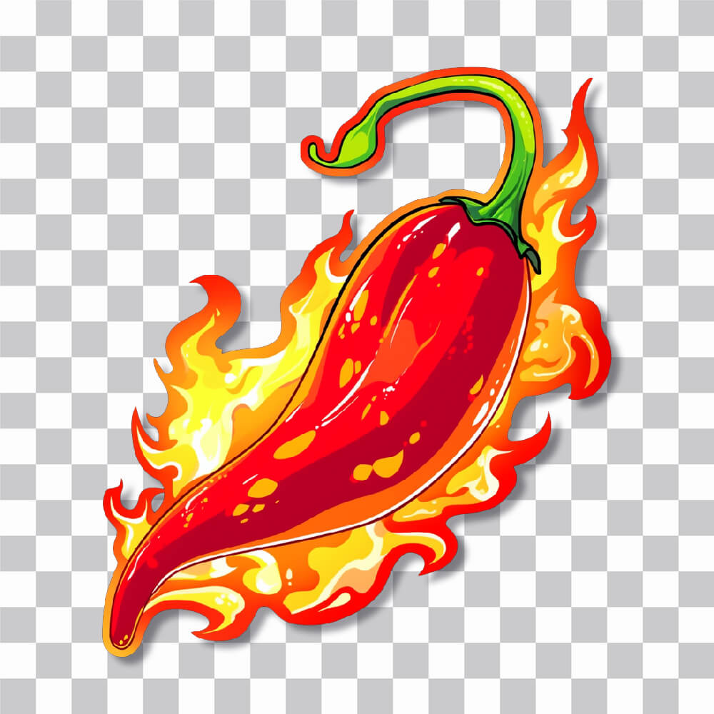 fiery hot chili pepper sticker cover