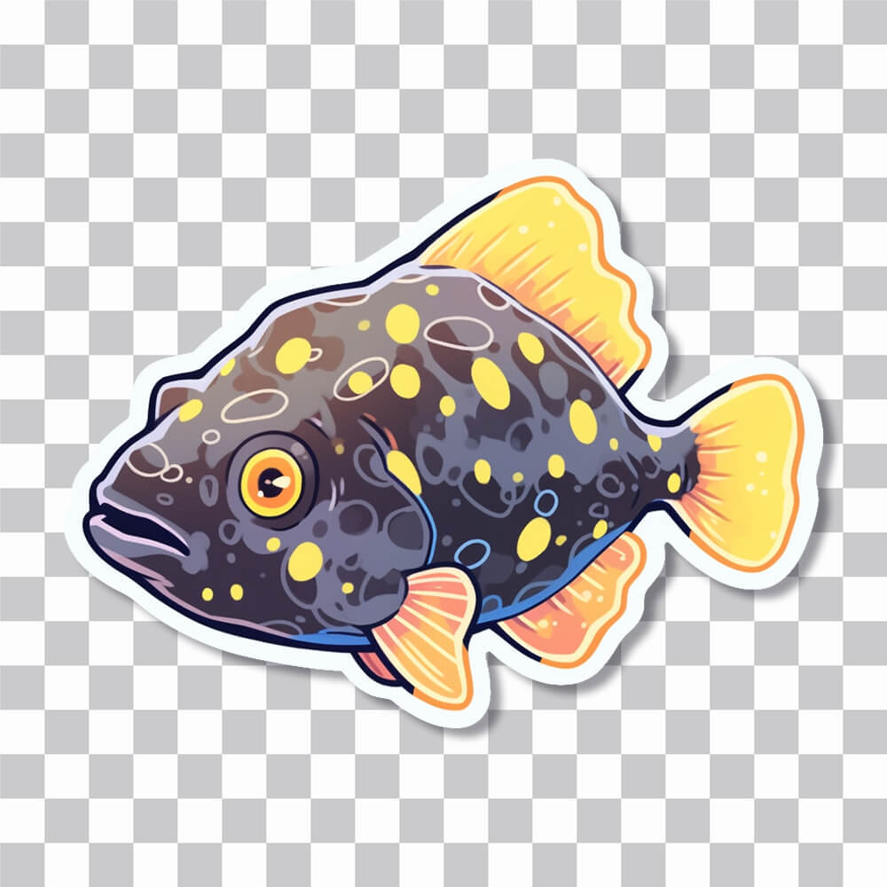 flounder with yellow fins art sticker cover