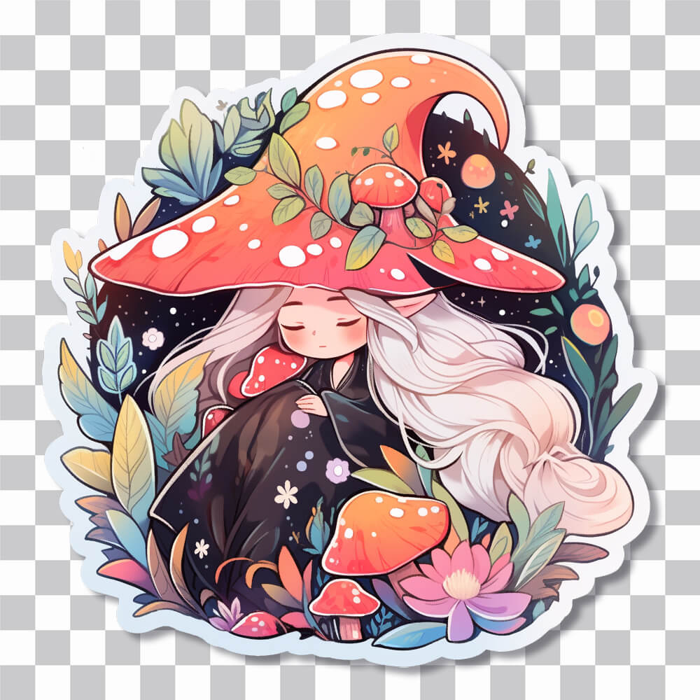 forest aesthetic mushroom girl sticker cover