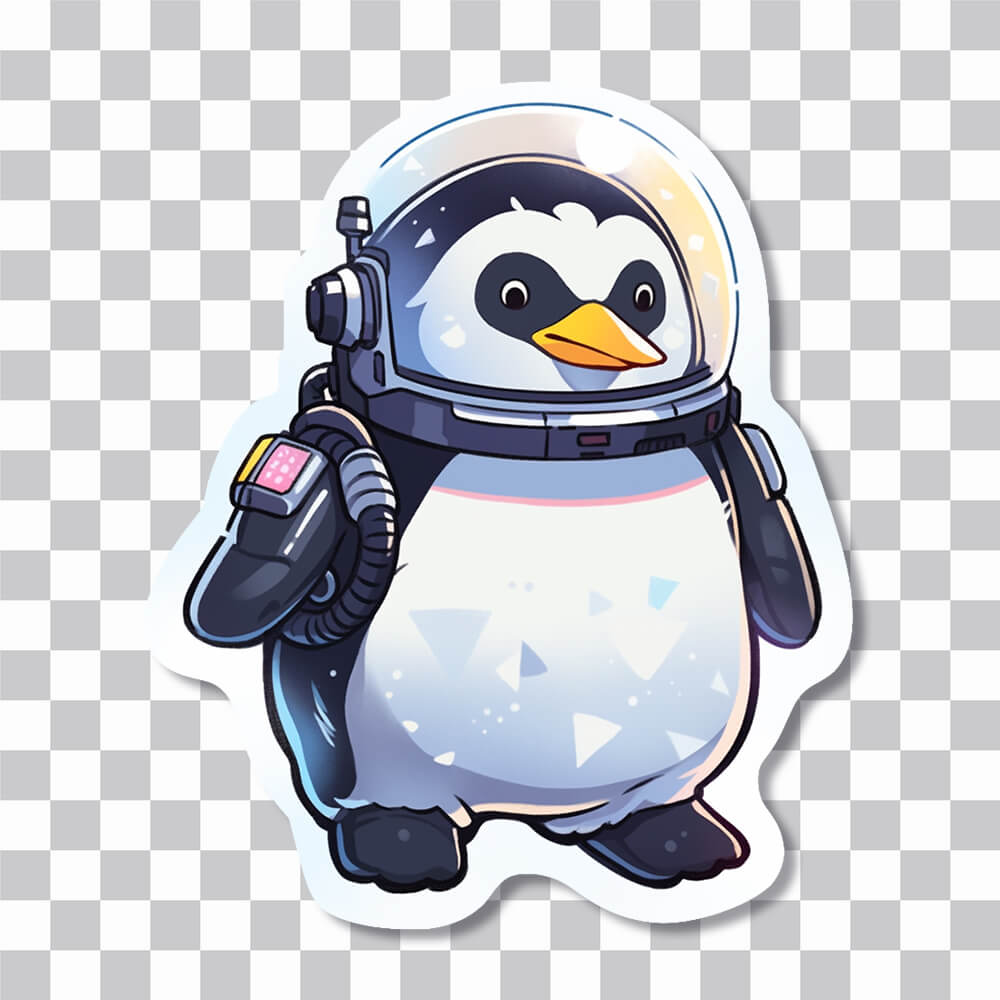funny penguin astronaut sticker cover