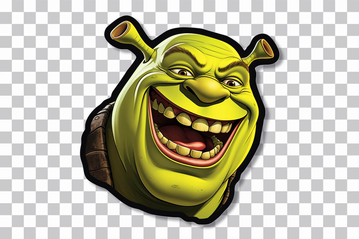 Funny Shrek Smiles Widely Sticker - Free Download Shrek Sticker