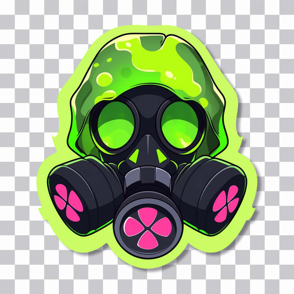 green biohazard toxic mask sticker cover