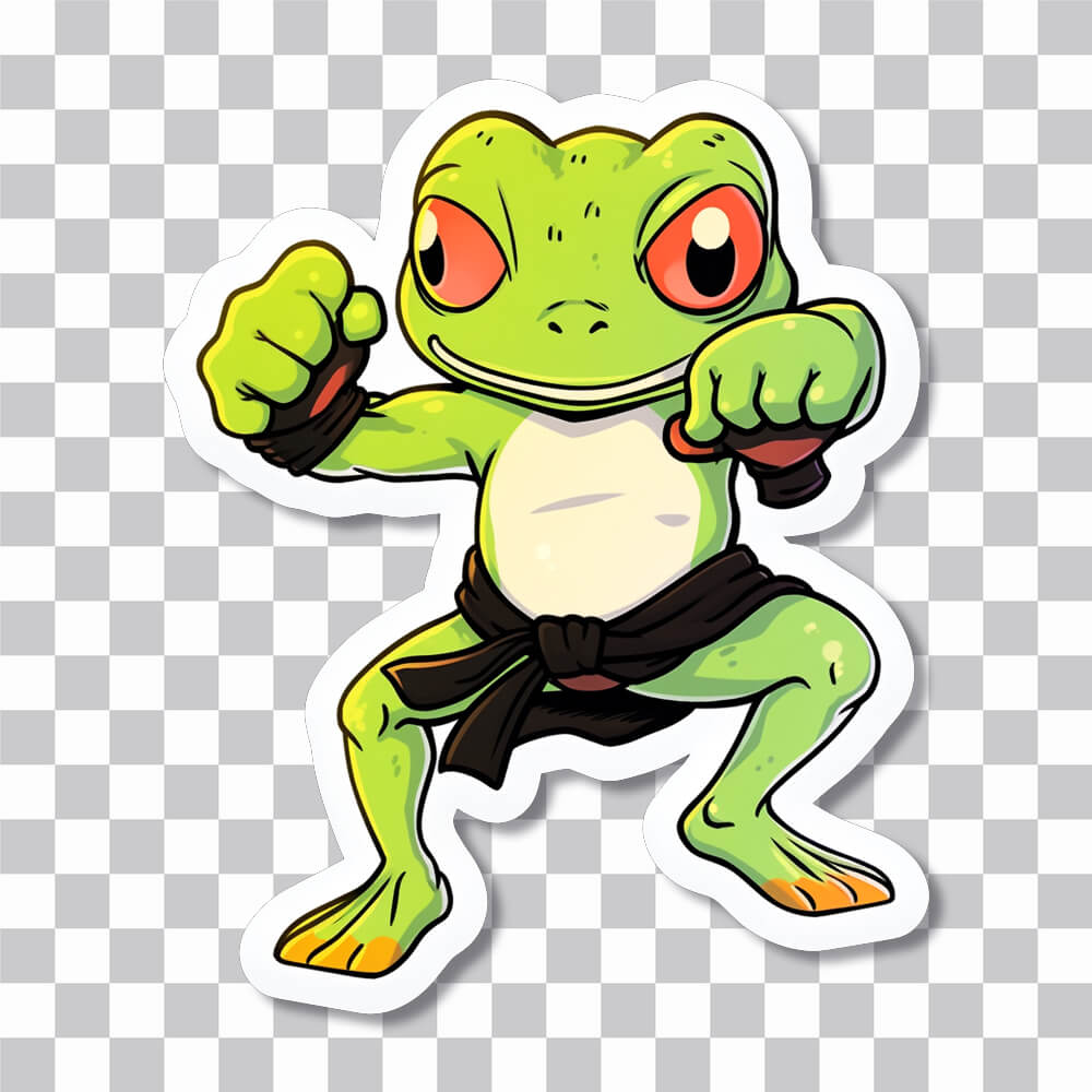 green karate frog sticker cover