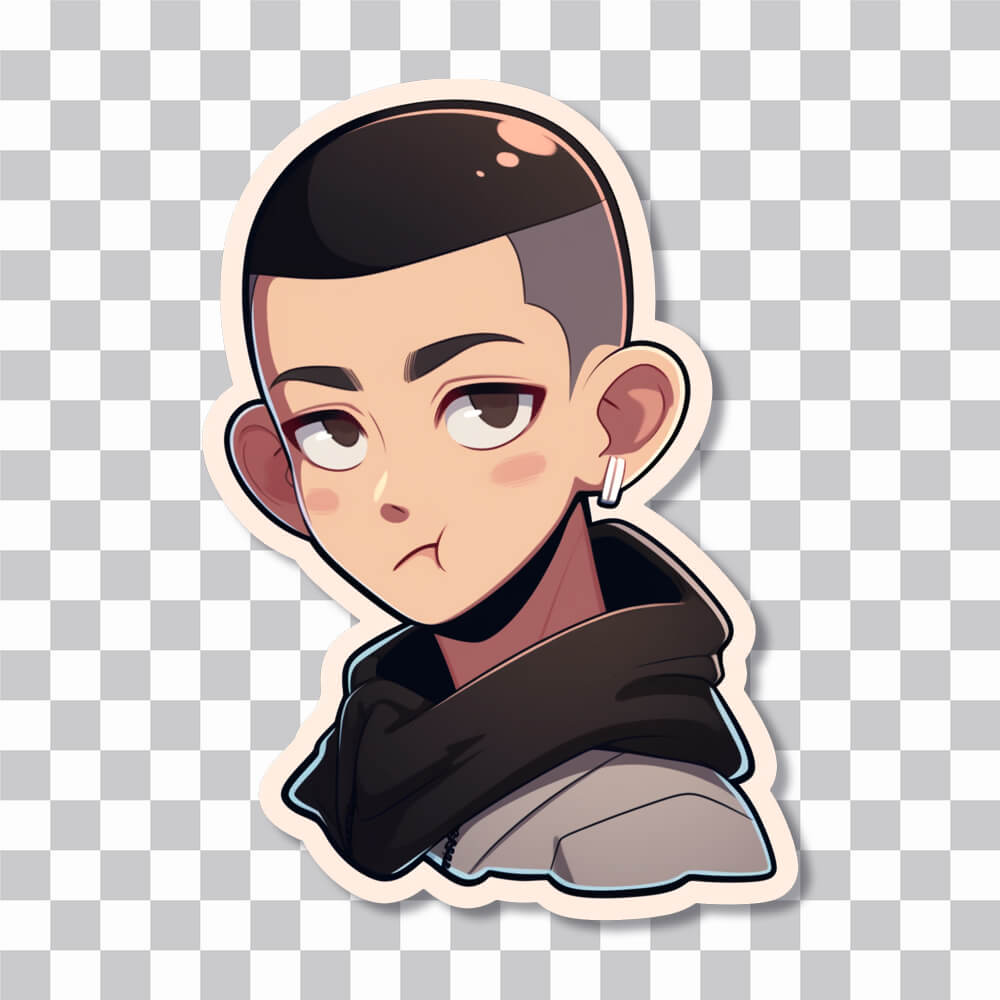 guy with crop haircut and earring sticker cover