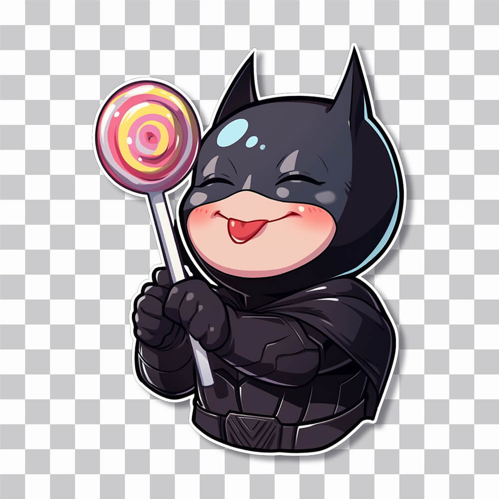 happy kid batman with a lollipop sticker cover