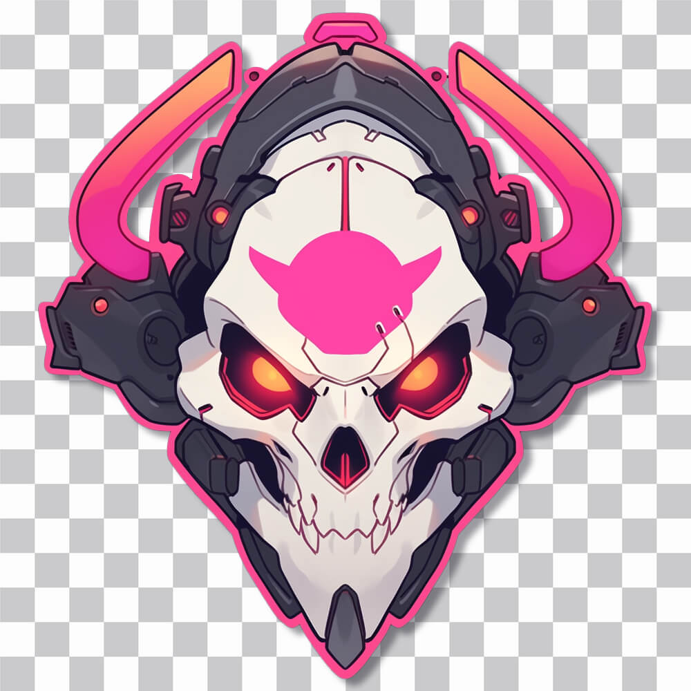hardcore skull pink stroke sticker cover