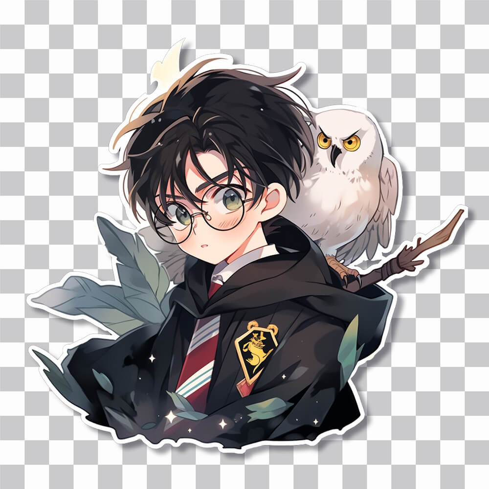 harry potter with owl art sticker cover