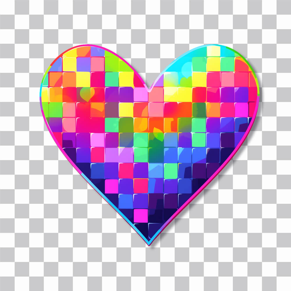 heart of colorful squares sticker cover