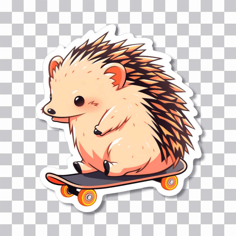 hedgehog riding skateboard sticker cover