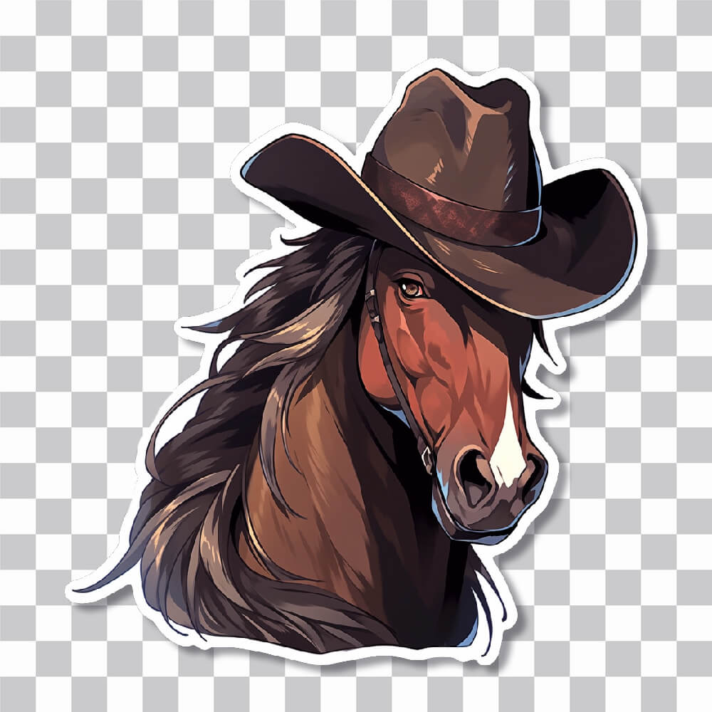 horse with a cowboy hat sticker cover