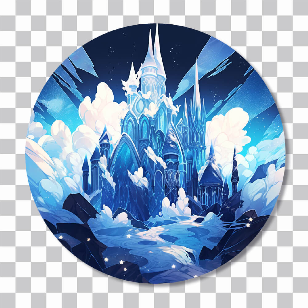 ice castle round sticker cover