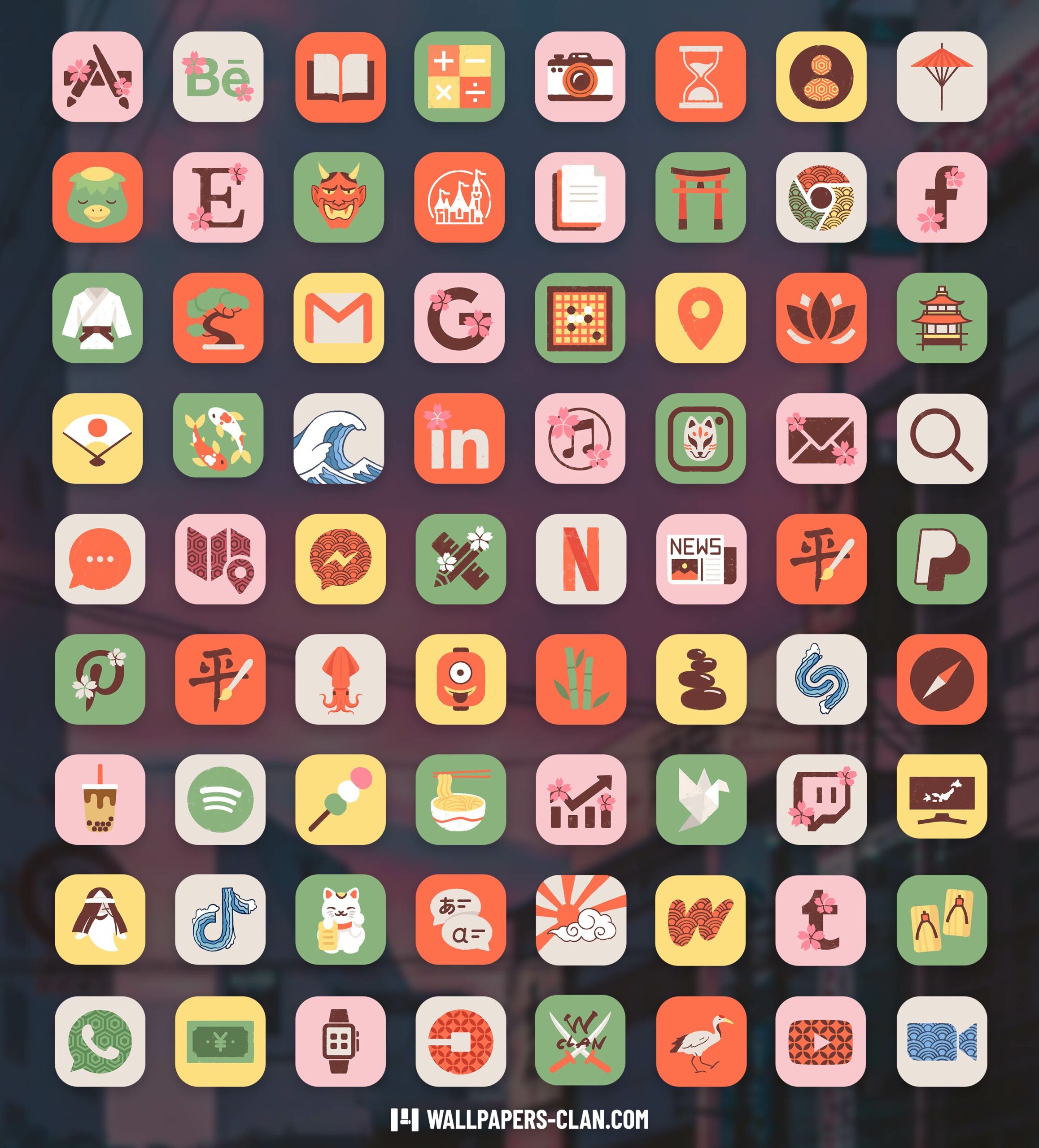 Japanese Aesthetics App Icons iOS & Android Japan Theme Free A
