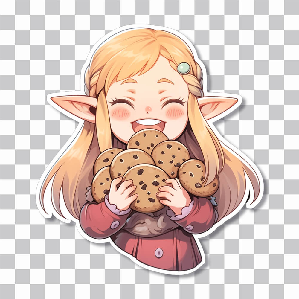joyful elf with cookies sticker cover
