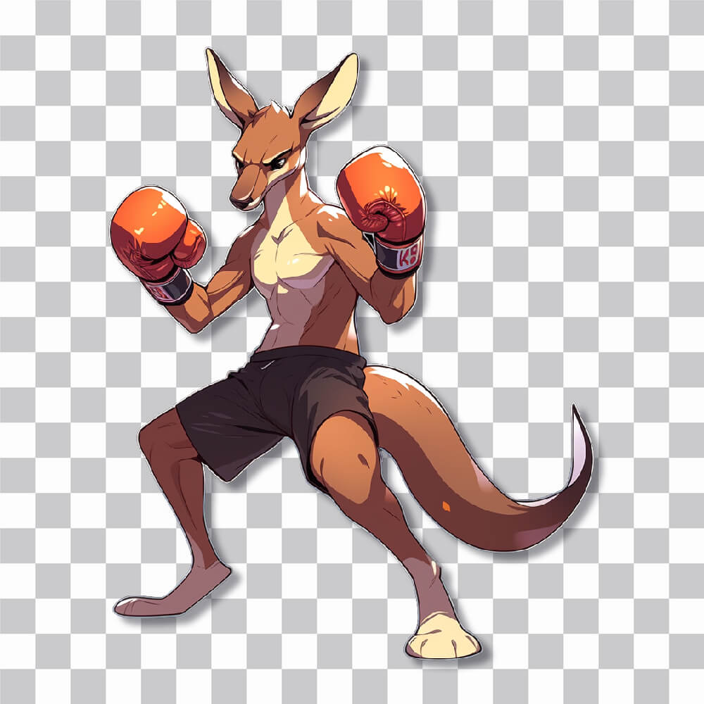 kangourou avec gants de boxe sticker cover