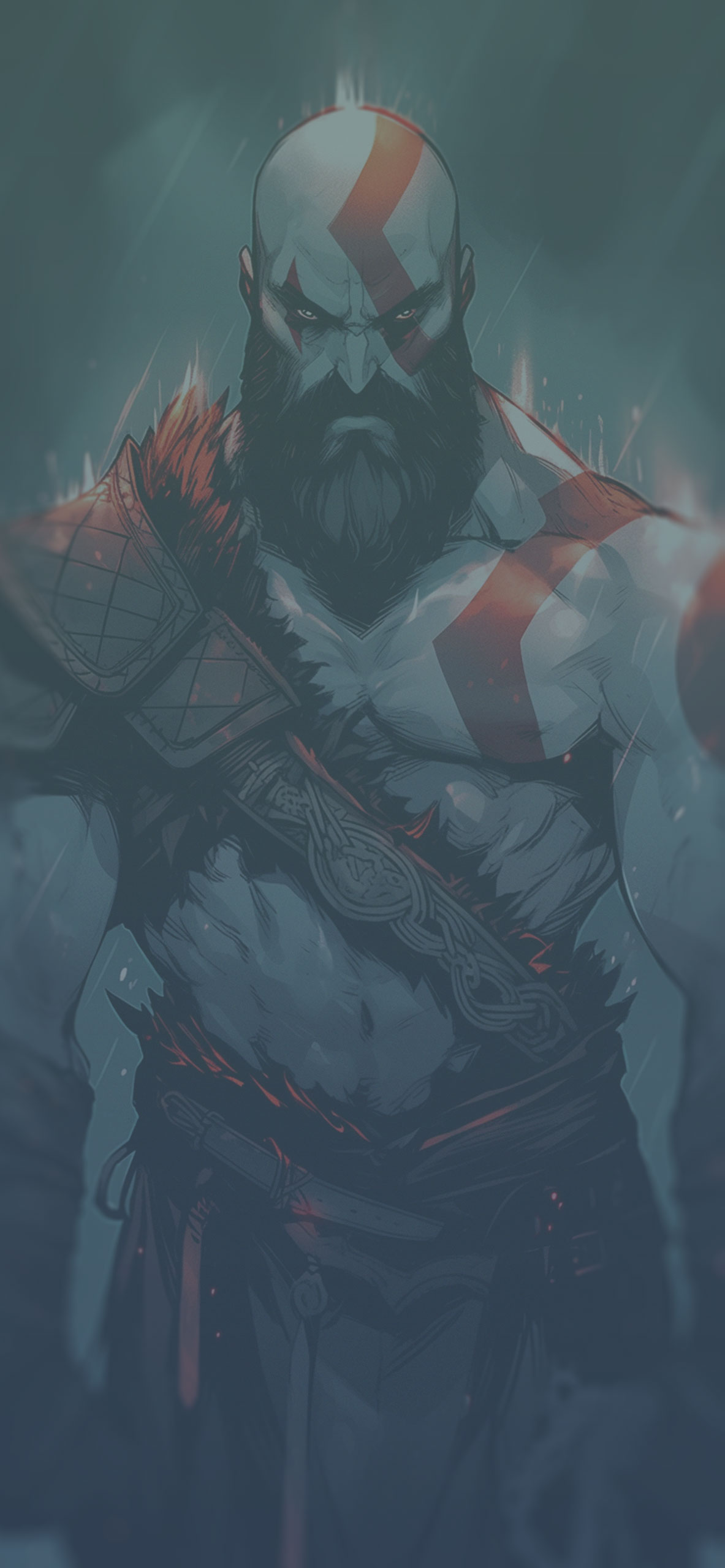 Kratos under the rain art wallpaper God of war gray wallpaper