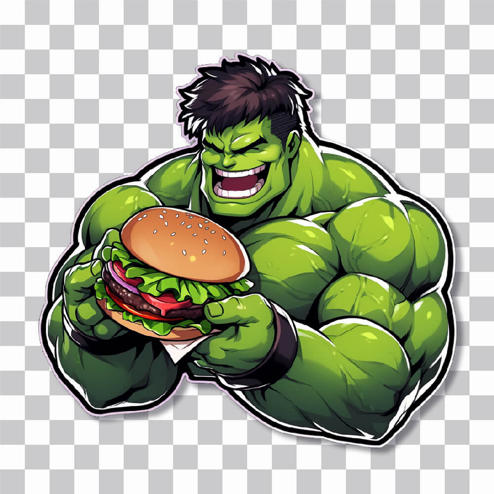 marvel hulk with burger sticker cover