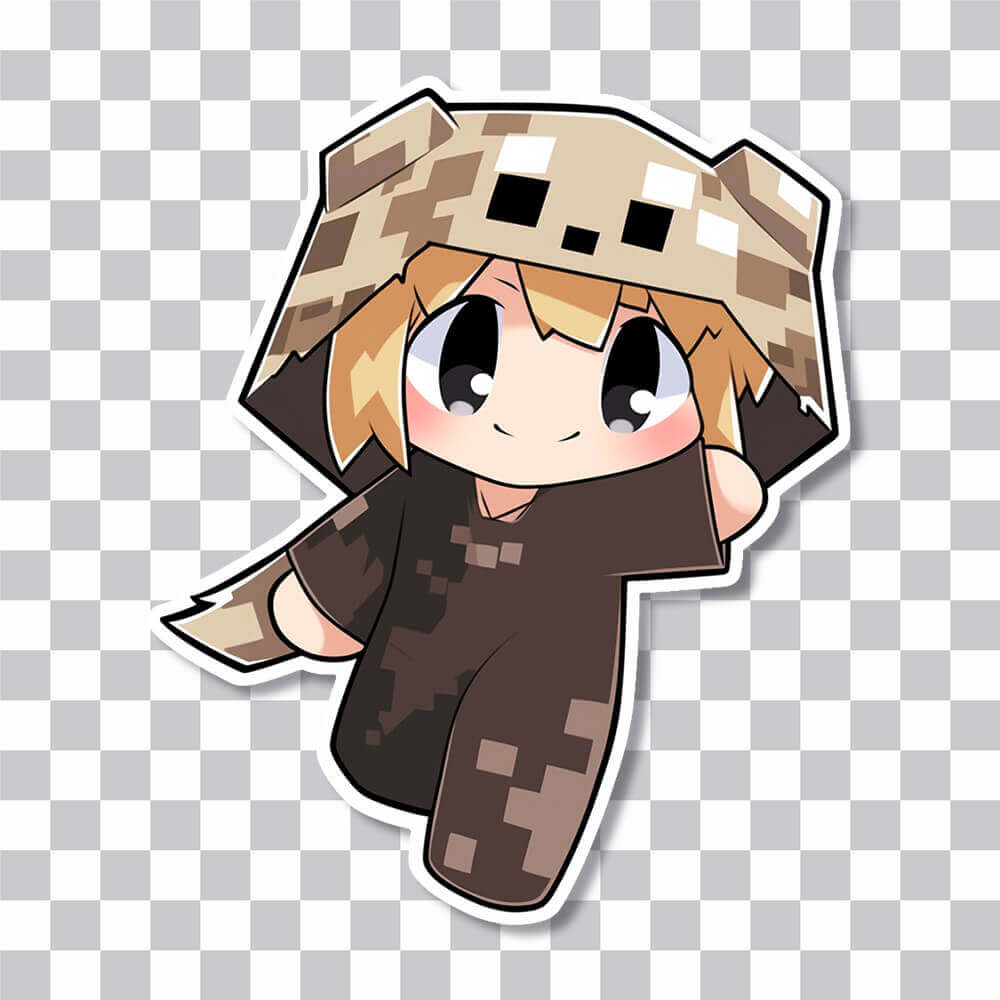 minecraft cute girl in a bear costume sticker cover