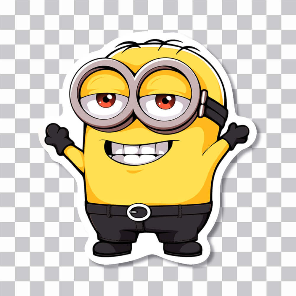 minion with raised hands sticker cover