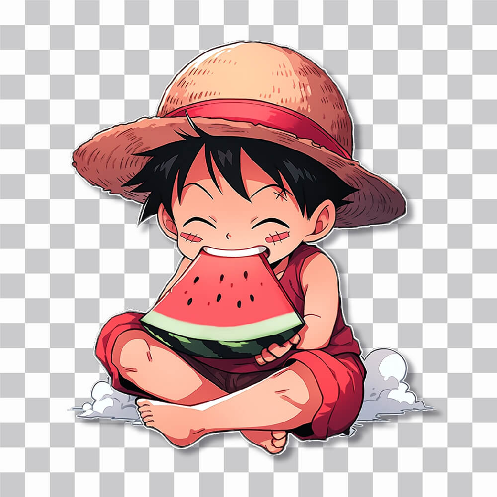 monkey d luffy eating watermelon sticker cover