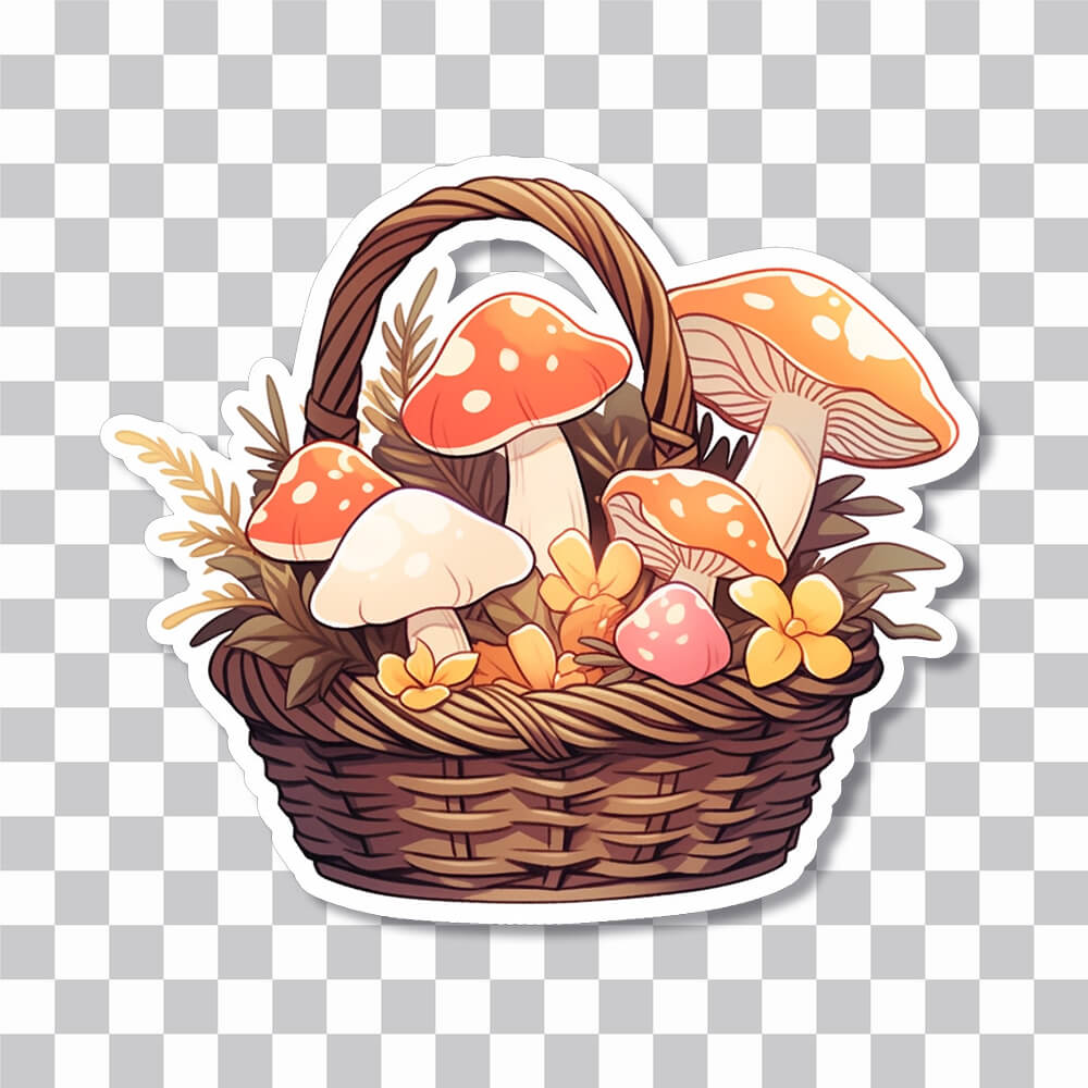mushrooms in a basket sticker cover