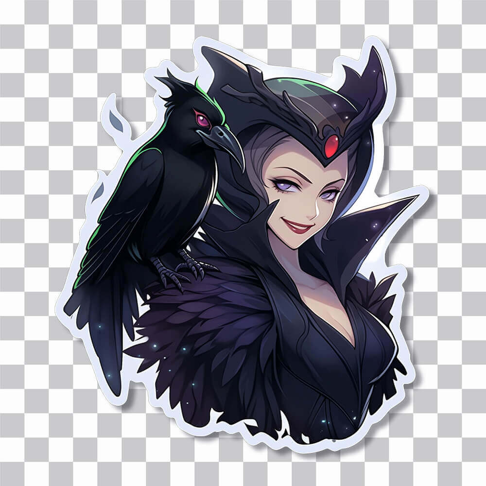 mystical girl with raven sticker cover