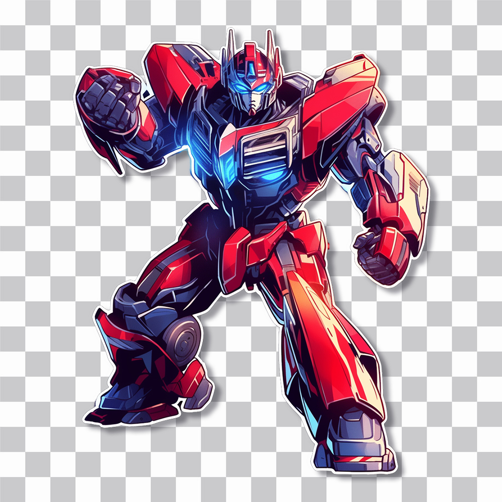 optimus prime in combat stance sticker cover