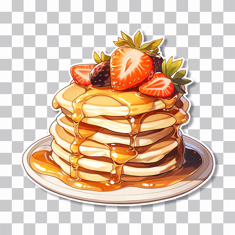 pancakes with strawberries honey sticker cover