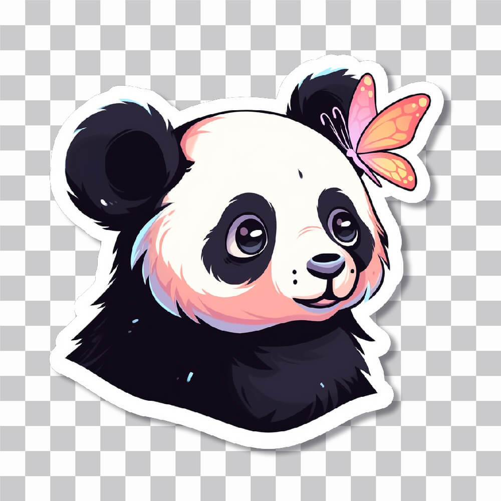 panda with a butterfly sticker cover