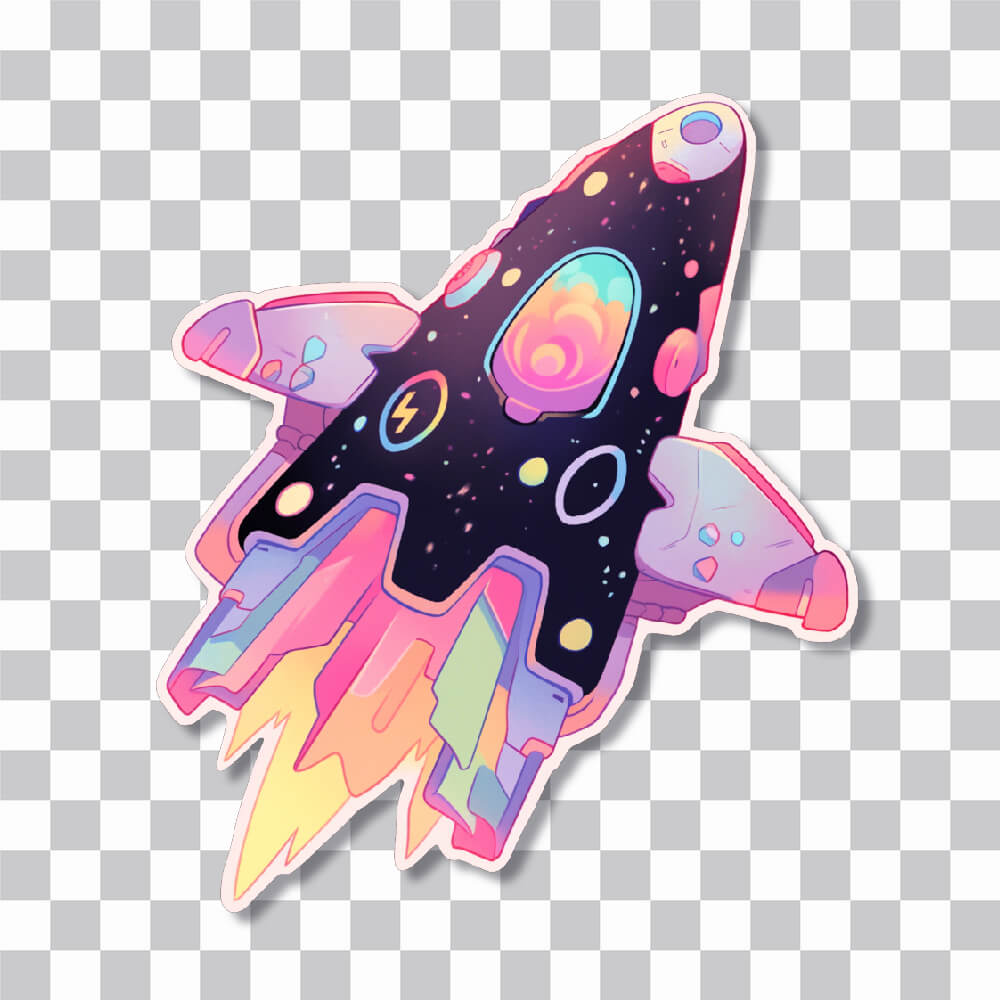 pastel galactic spaceship sticker cover