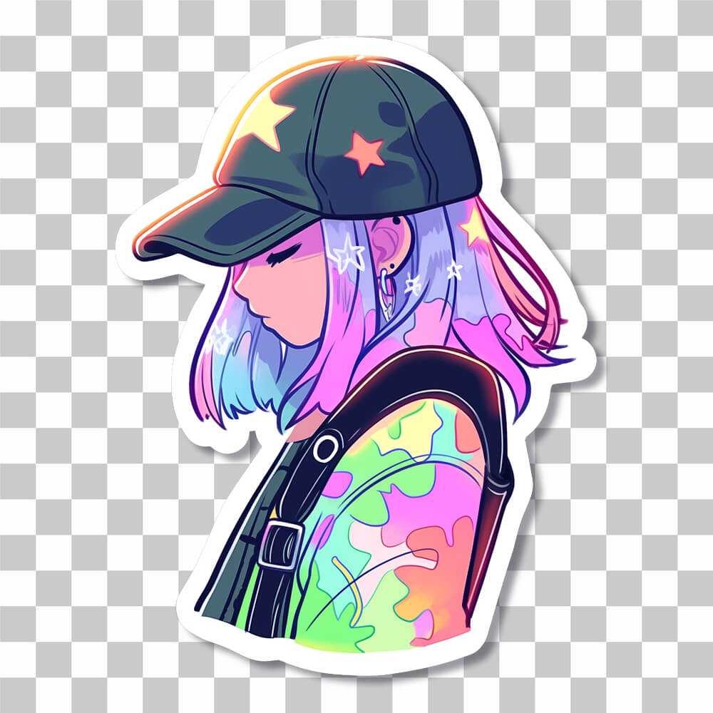 pastel girl in cap sticker cover