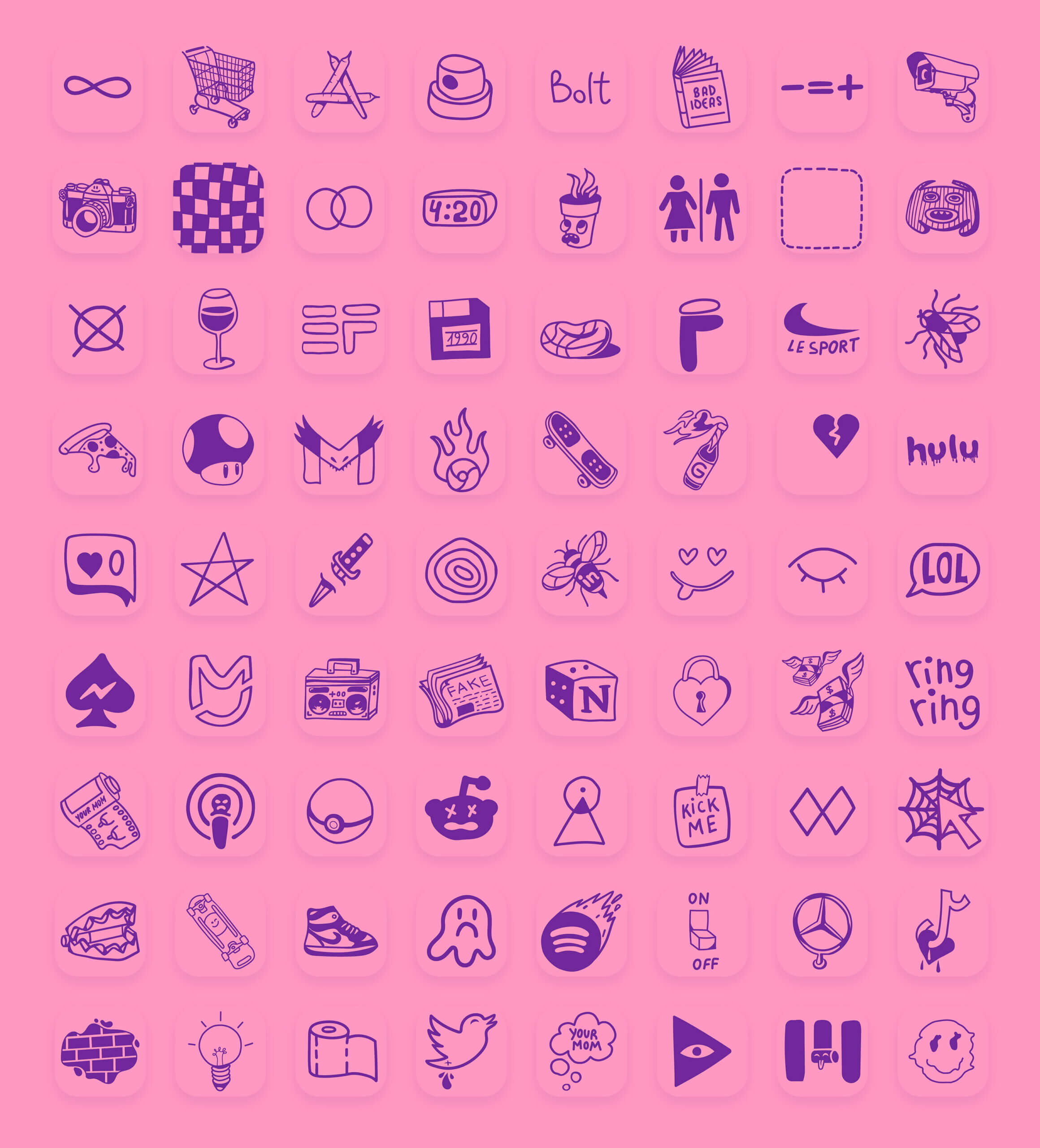 pink tattoo app icons pack preview 2