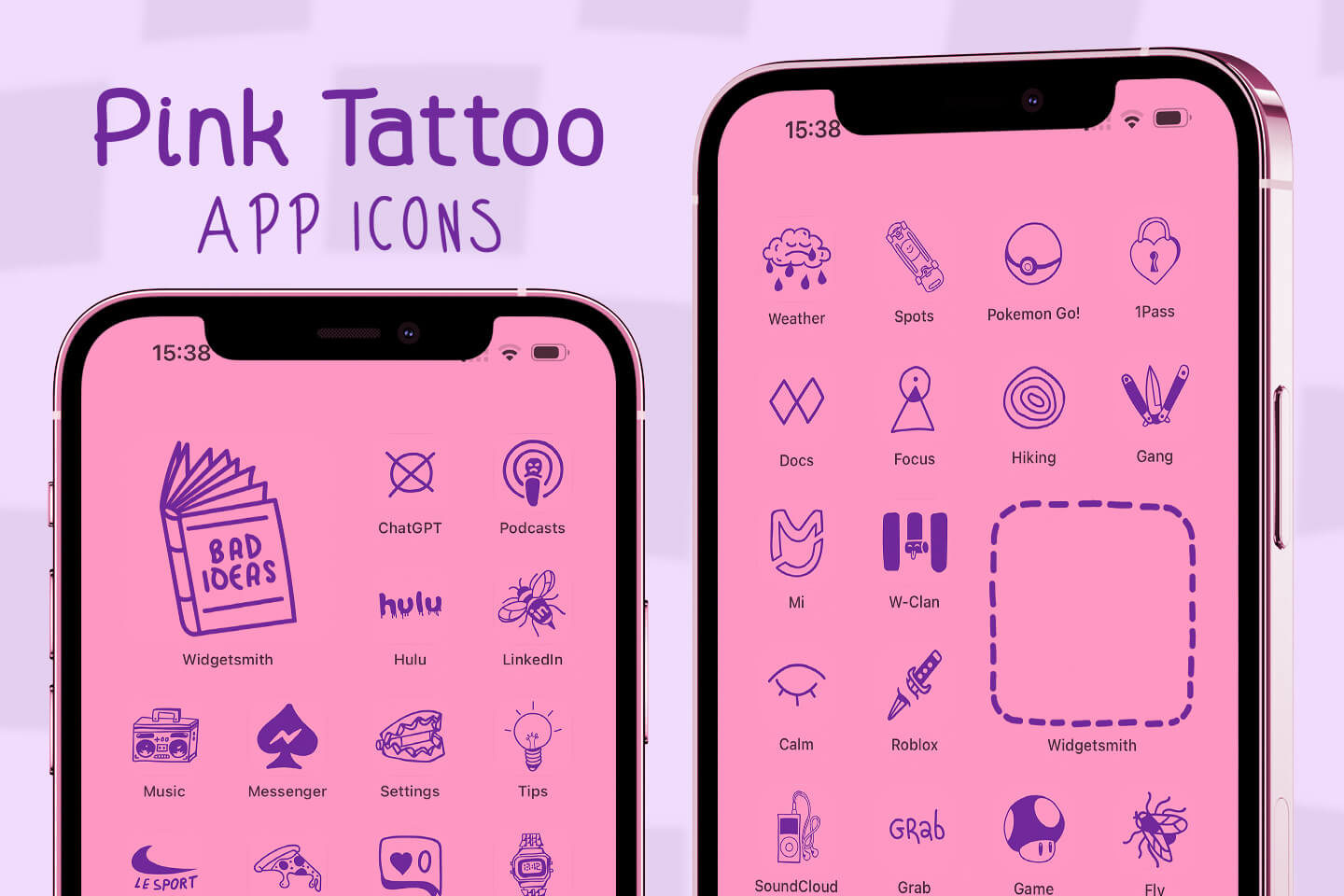 pink tattoo app icons pack