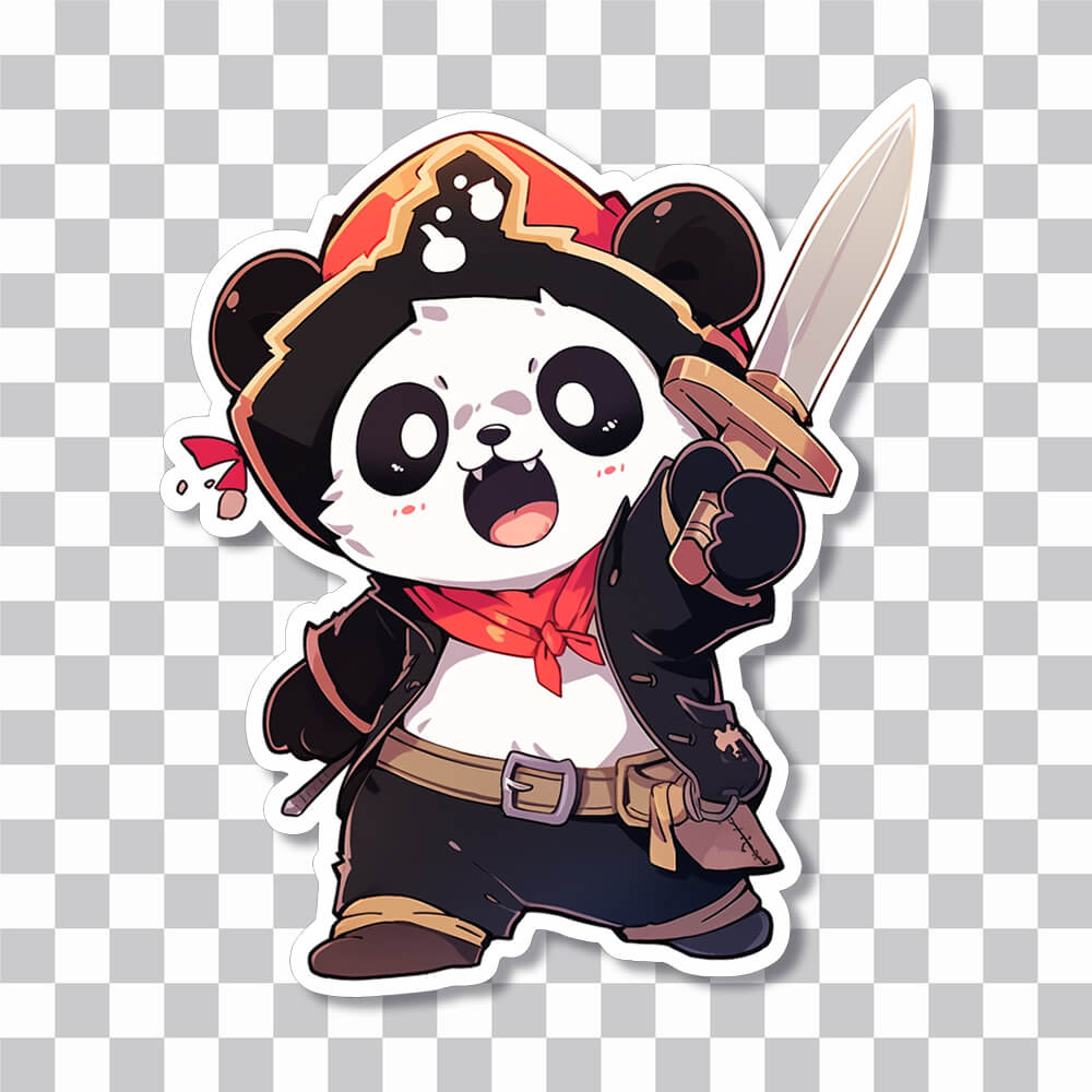 pirate panda with sword sticker cover