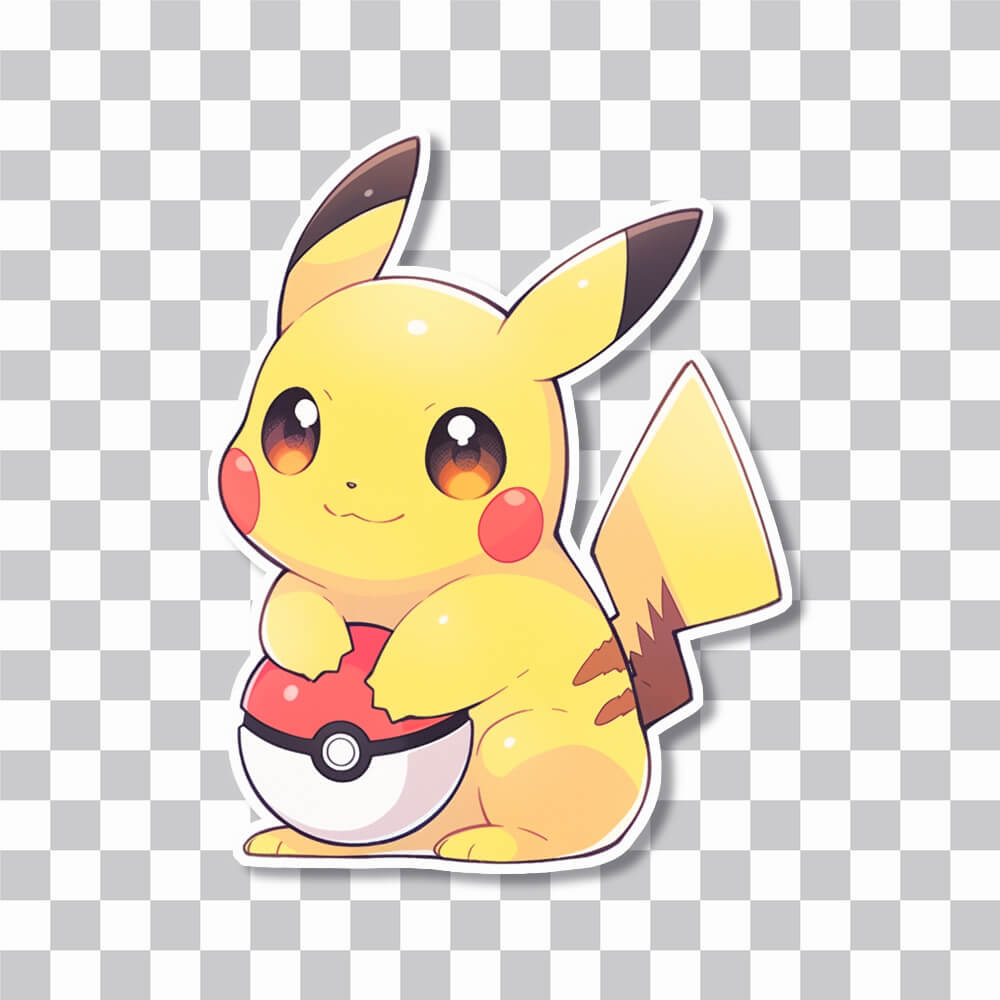 pokemon pikachu holding pokeball sticker cover