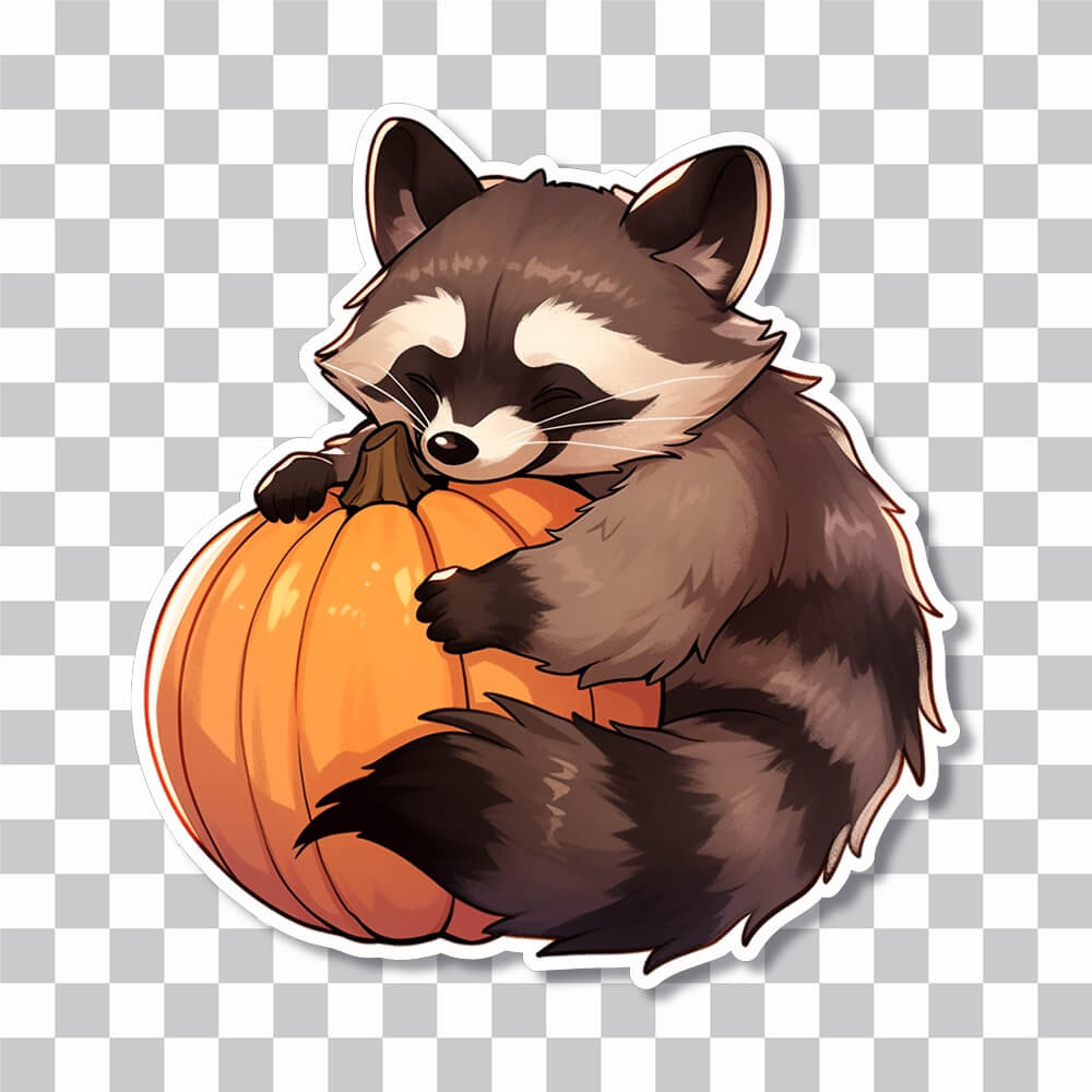 raccoon with pumpkin sticker cover