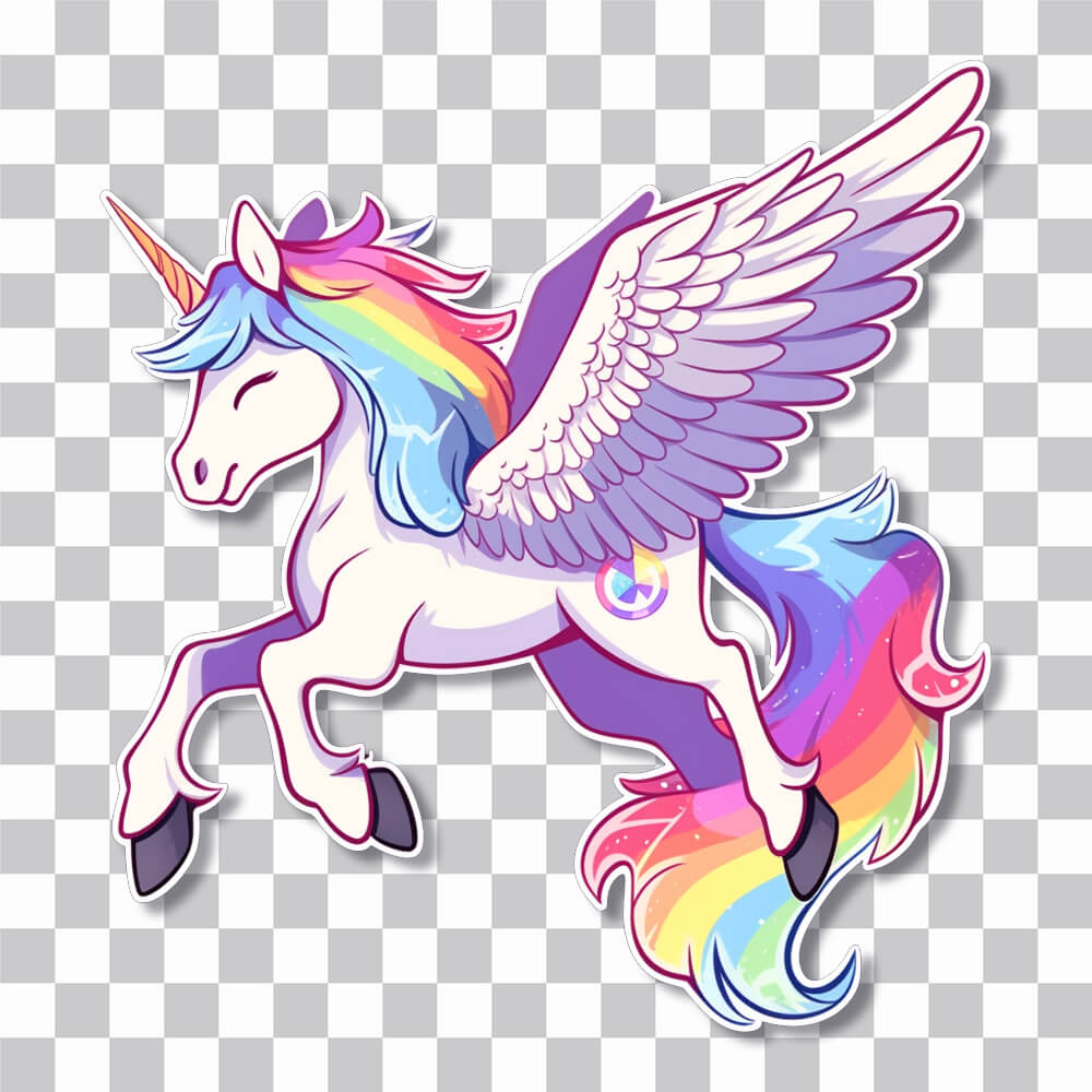 rainbow unicorn with wings sticker cover
