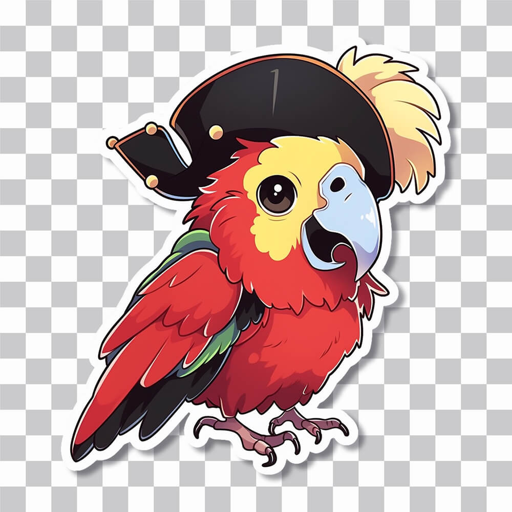 red parrot in pirate hat sticker cover