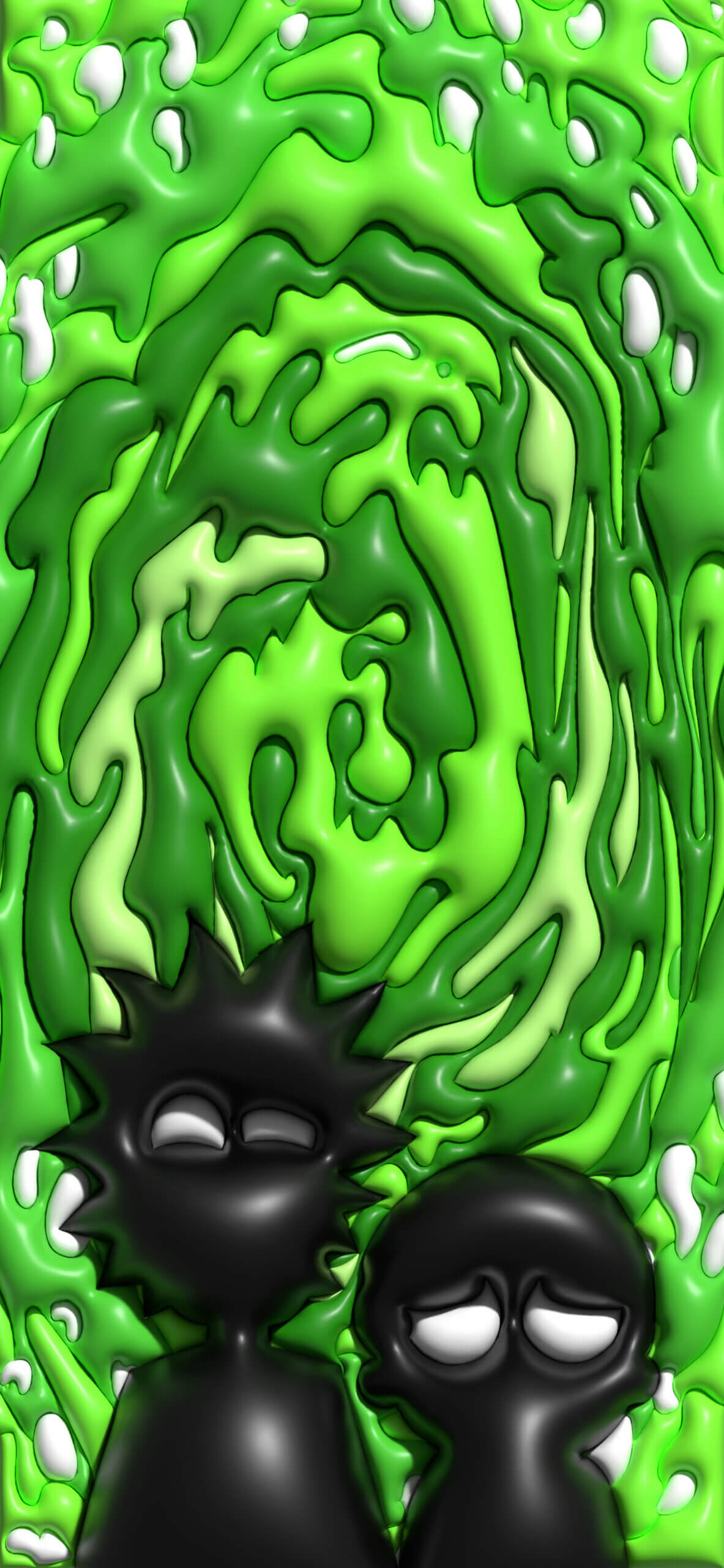 rick and morty green portal 3d wallpaper