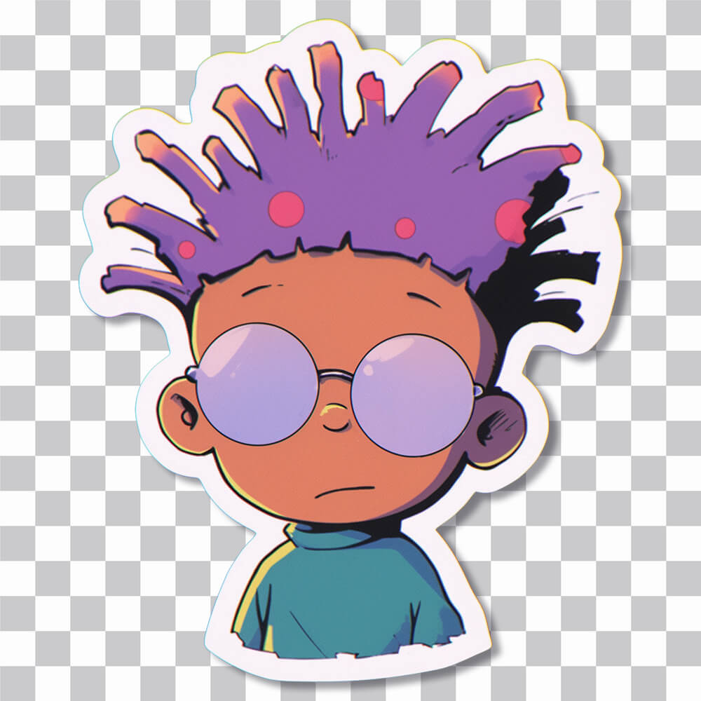 rugrats style trendy guy in round sunglasses sticker cover