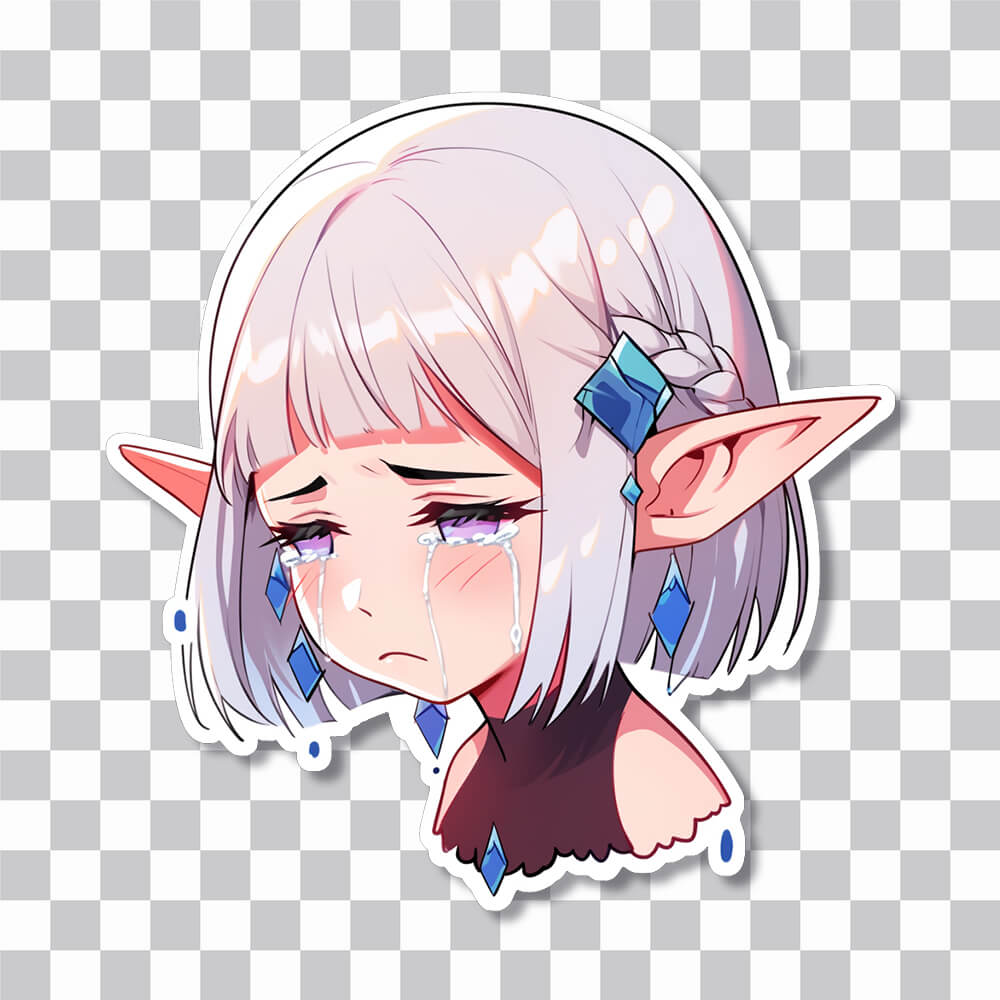 sad elf crying sticker cover
