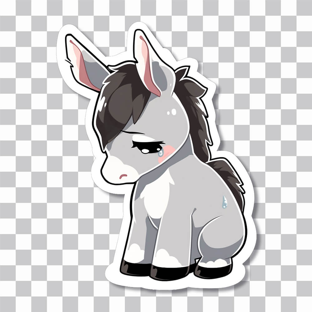 sad grey donkey sticker cover
