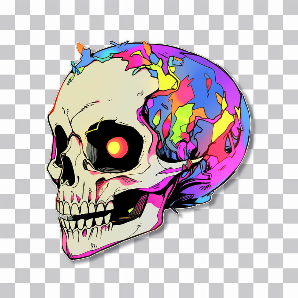 scary colorful skull sticker cover
