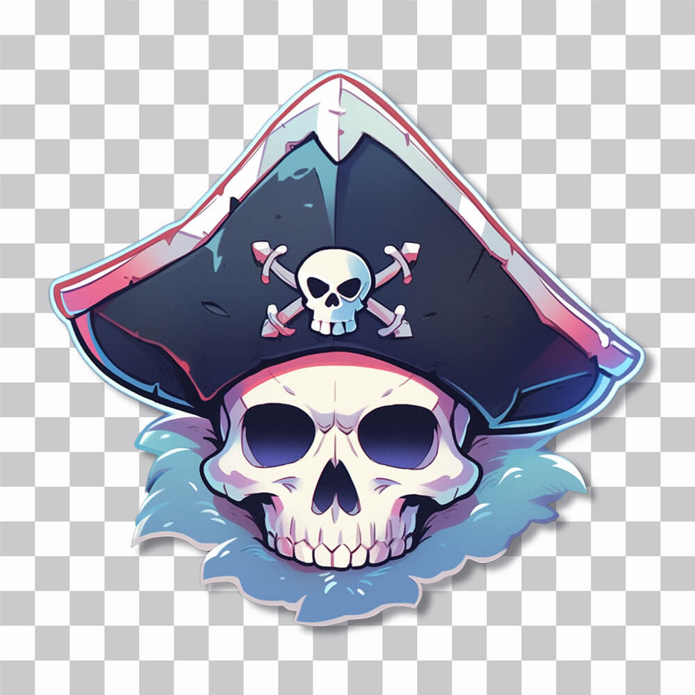 scary skull in a pirate hat sticker cover