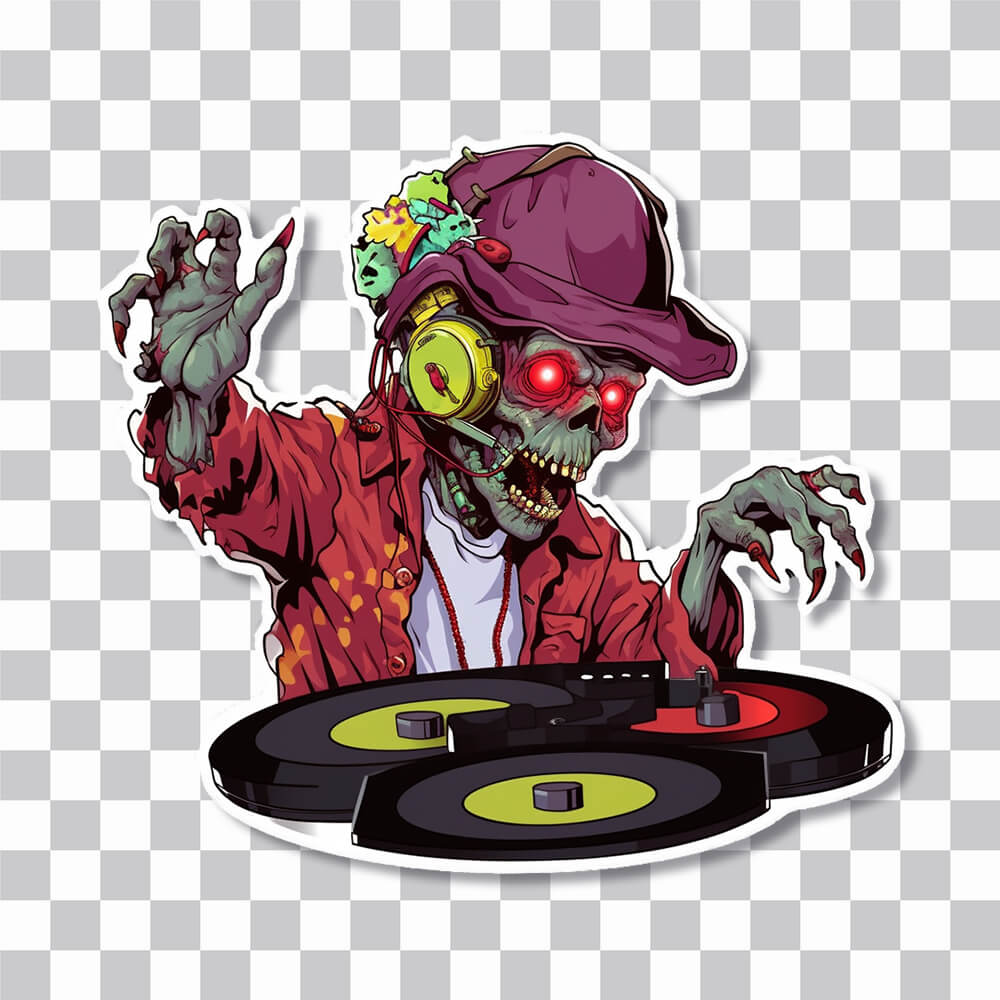 scary zombie dj sticker cover