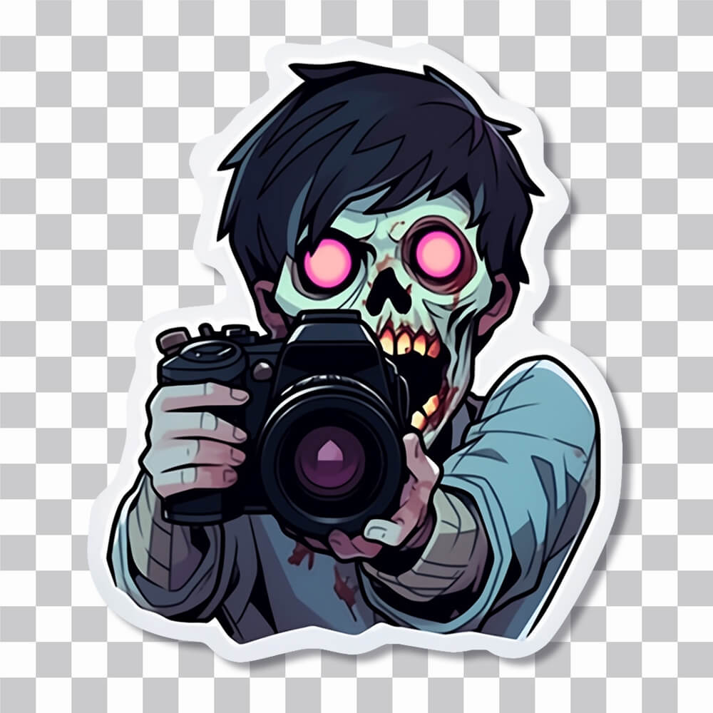 scary zombie photographer sticker cover