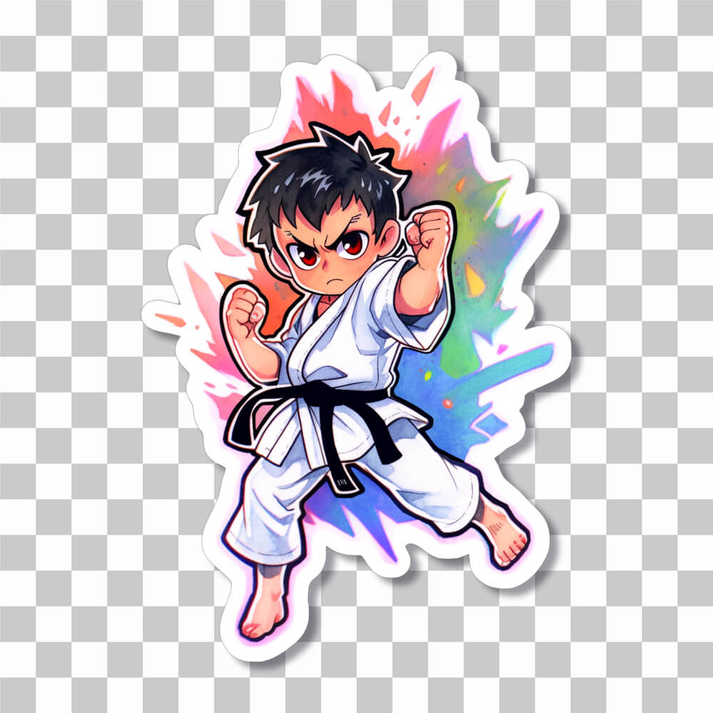 serious karate guy sticker cover