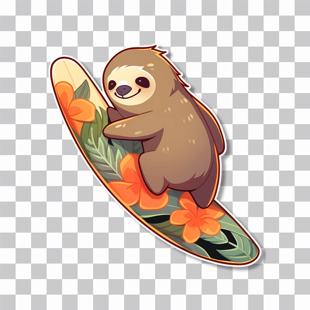 sloth on a surfboard sticker cover