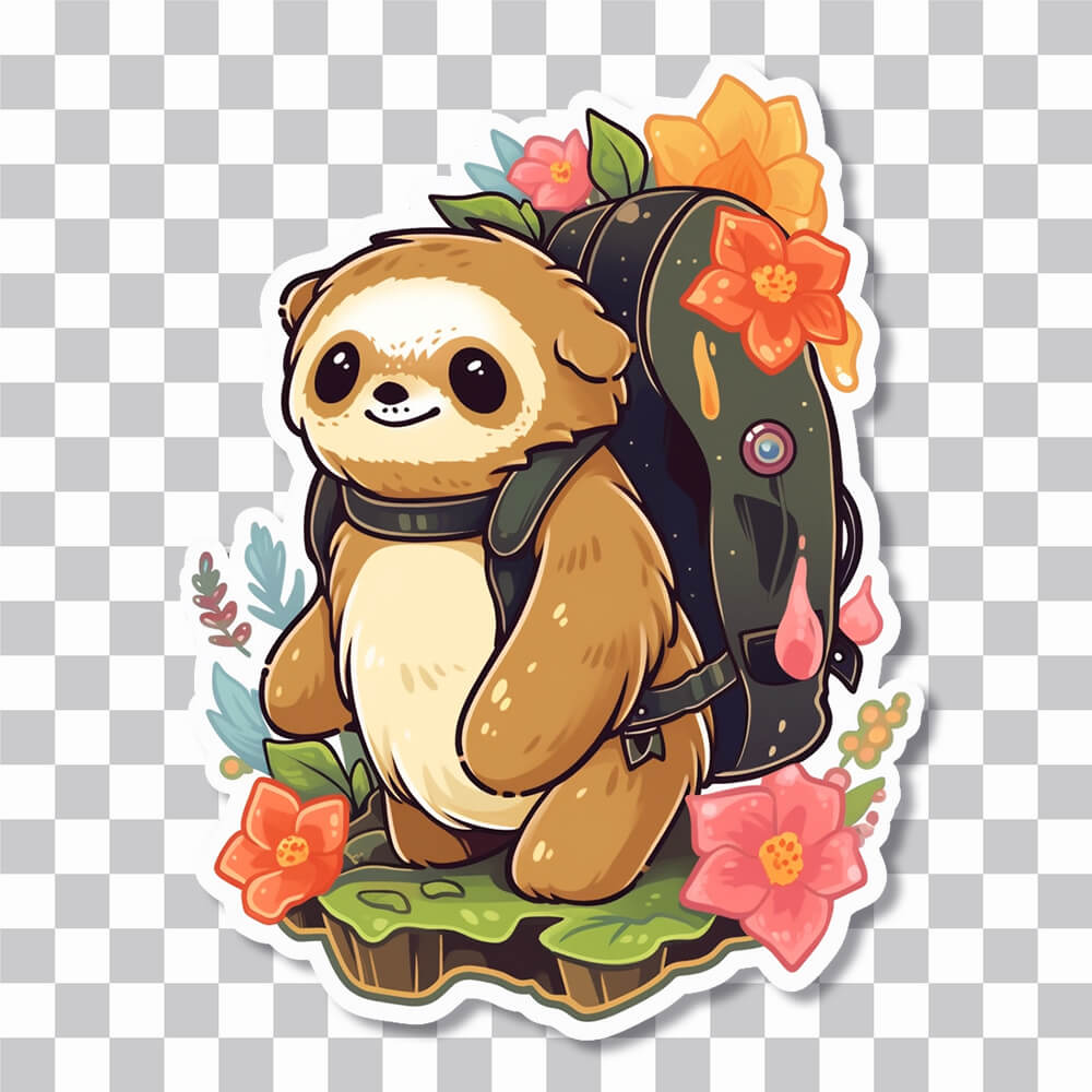 sloth traveling with backpack sticker cover
